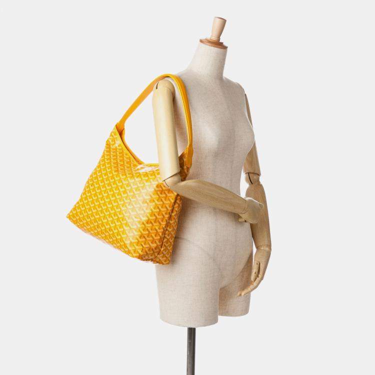 Pre Owned Goyard Yellow Goyardine Boheme Hobo