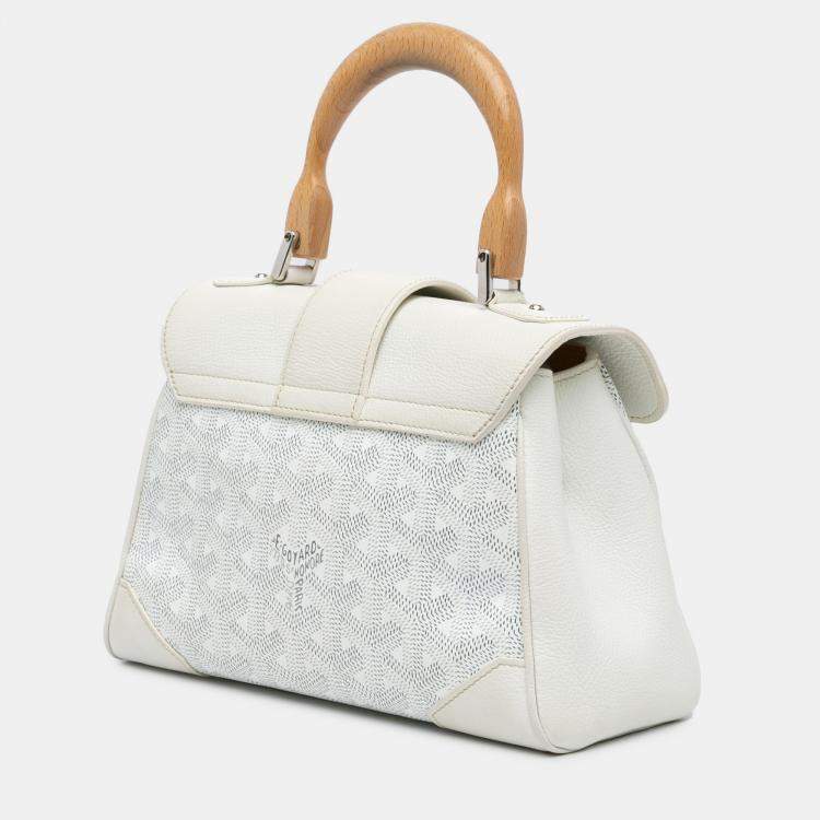 Pre Owned Goyard White Mini Goyardine Saigon Souple