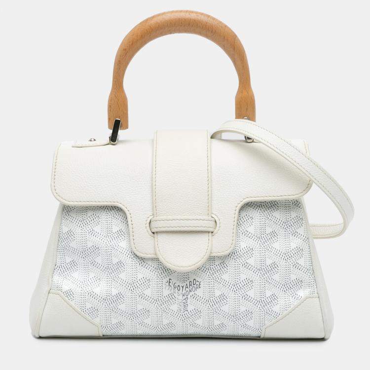 Pre Owned Goyard White Mini Goyardine Saigon Souple