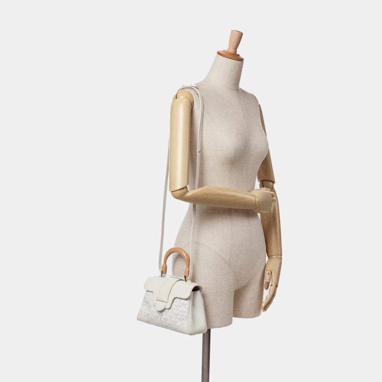 Pre Owned Goyard White Mini Goyardine Saigon Souple