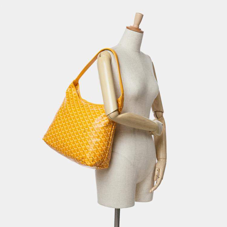 Pre Owned Goyard Yellow Goyardine Boheme Hobo