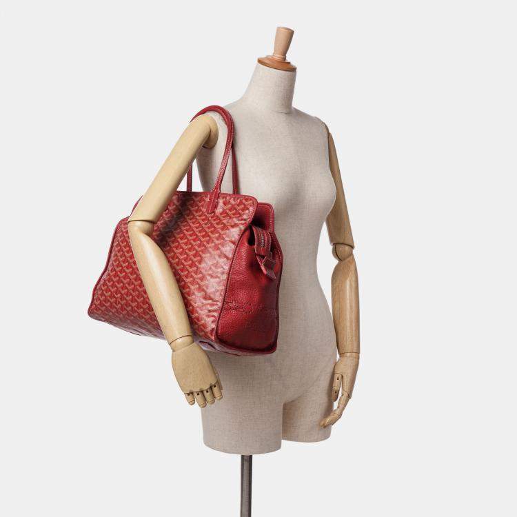 Pre Owned Goyard Red Goyardine Sac Hardy Pet Carrier PM