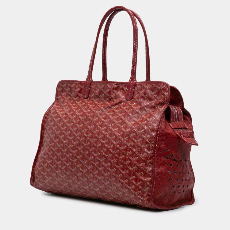 Pre Owned Goyard Red Goyardine Sac Hardy Pet Carrier PM