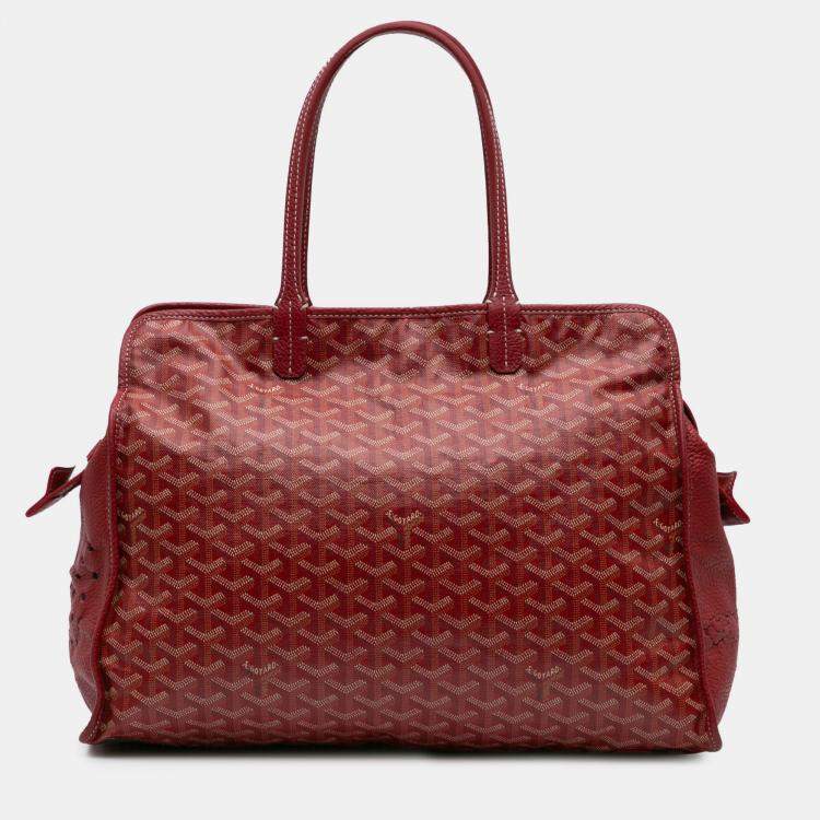 Pre Owned Goyard Red Goyardine Sac Hardy Pet Carrier PM