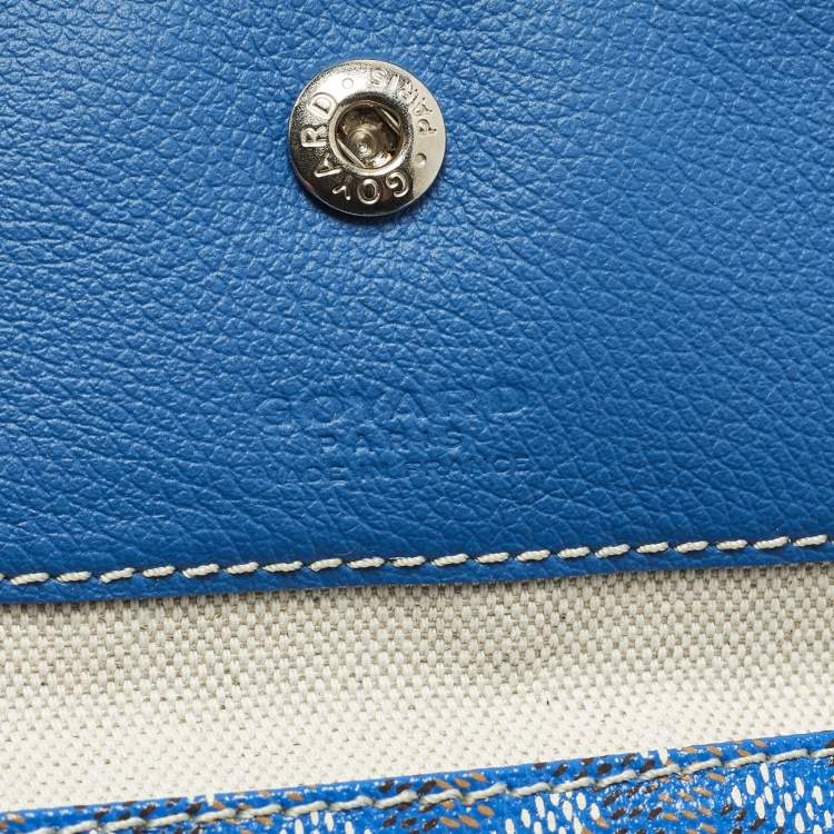 Pre Owned Goyard Saint Louis PM Blue Goyardine Coated Canvas and Leather Tote