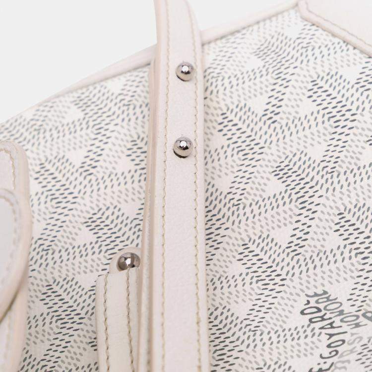 Pre Owned Goyard White Mini Goyardine Saigon Souple