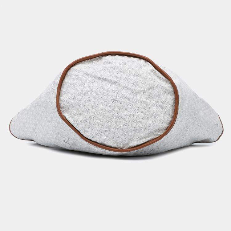 Pre Owned Goyard Brown White Goyardine Reversible Belharra Tote