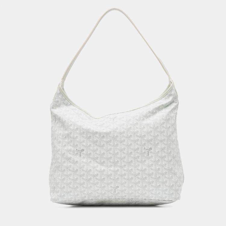 Pre Owned Goyard White Goyardine Boheme Hobo