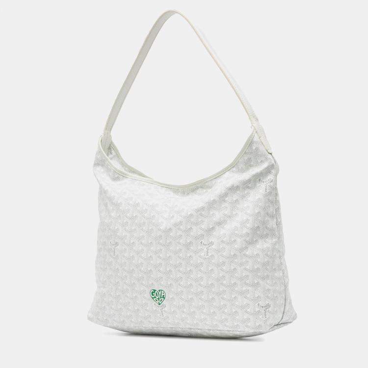 Pre Owned Goyard White Goyardine Boheme Hobo