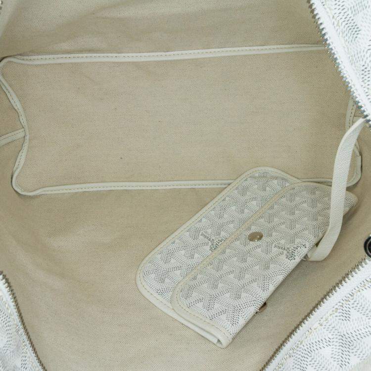Pre Owned Goyard White Goyardine Boheme Hobo
