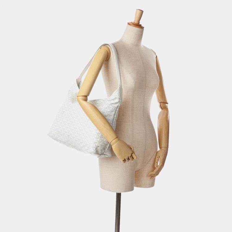 Pre Owned Goyard White Goyardine Boheme Hobo
