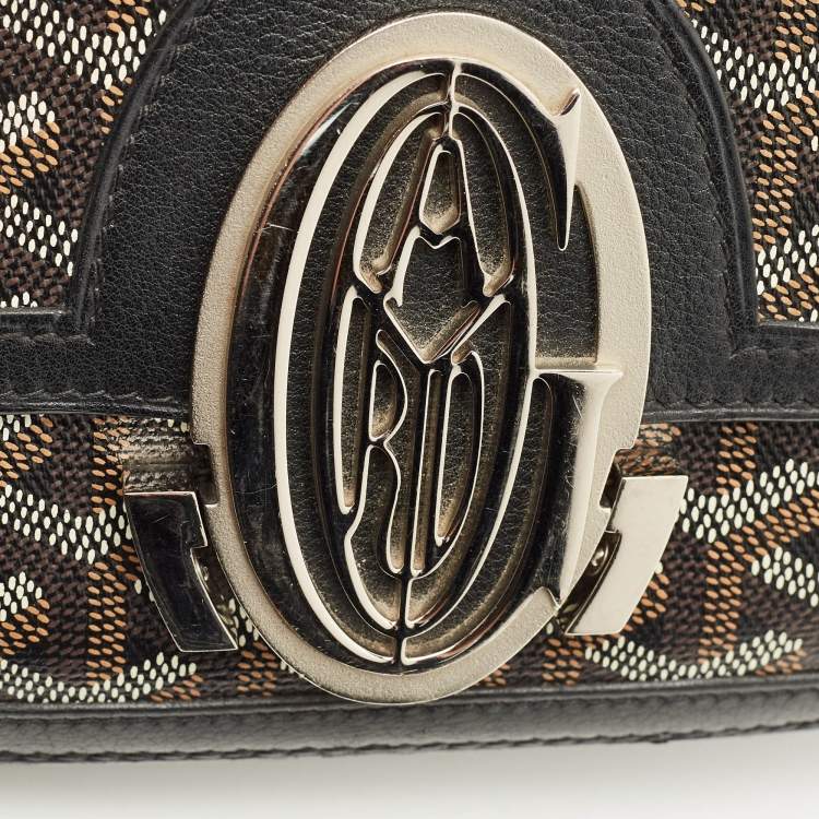 Pre Owned Goyard 233 Black Goyardine Canvas Shoulder Bag