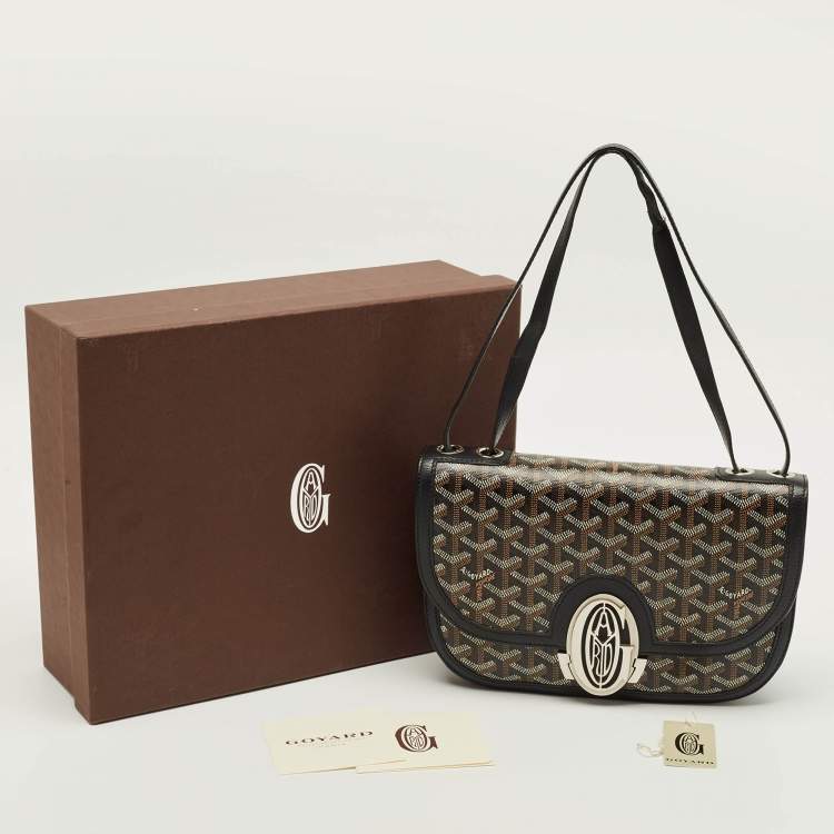 Pre Owned Goyard 233 Black Goyardine Canvas Shoulder Bag