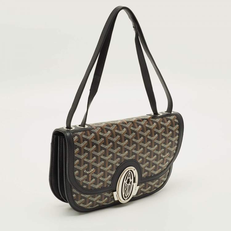 Pre Owned Goyard 233 Black Goyardine Canvas Shoulder Bag