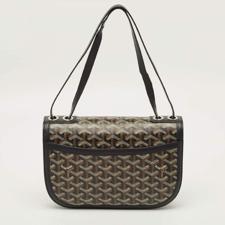 Pre Owned Goyard 233 Black Goyardine Canvas Shoulder Bag