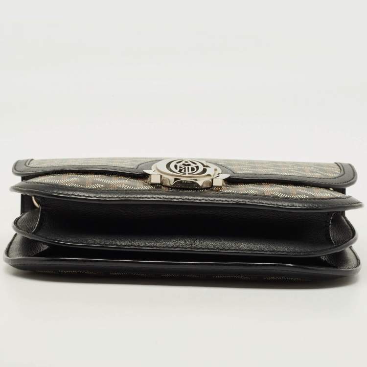 Pre Owned Goyard 233 Black Goyardine Canvas Shoulder Bag