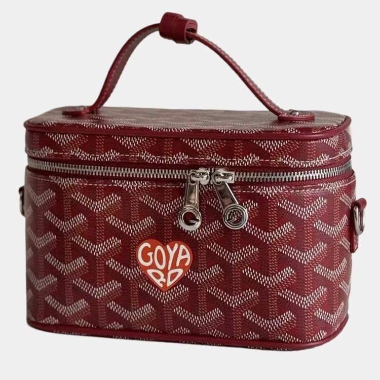 Pre Owned Goyard Red Muse Mini Cosmetic Pouch with Shoulder Strap