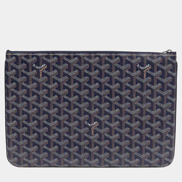 Pre Owned Goyard Senat MM Blue Coated Canvas Clutch