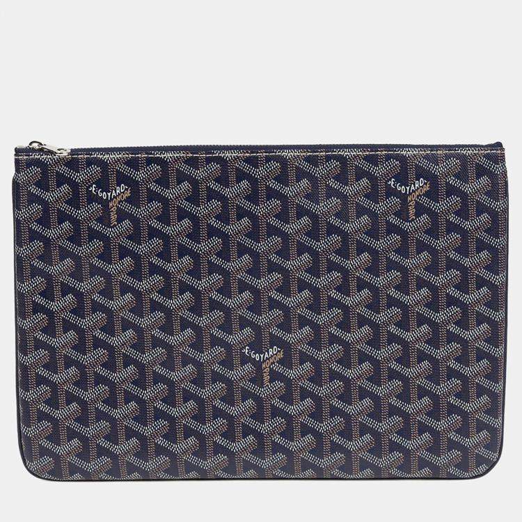 Pre Owned Goyard Senat MM Blue Coated Canvas Clutch