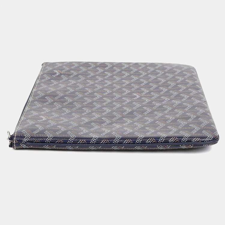 Pre Owned Goyard Senat MM Blue Coated Canvas Clutch