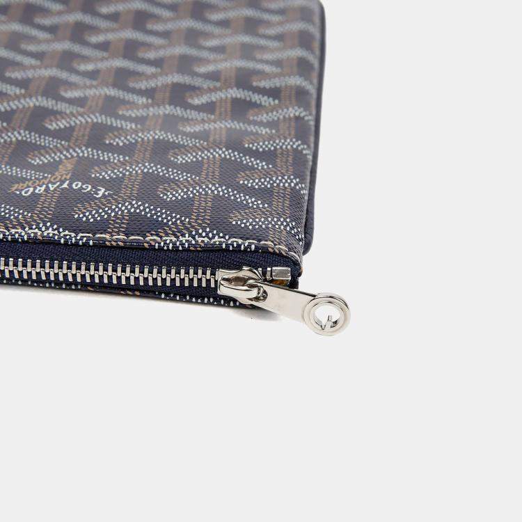 Pre Owned Goyard Senat MM Blue Coated Canvas Clutch