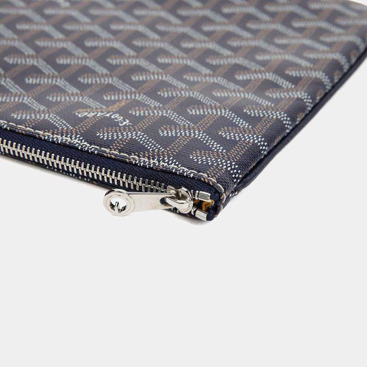 Pre Owned Goyard Senat MM Blue Coated Canvas Clutch