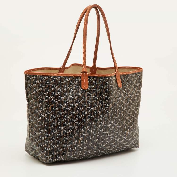 Pre Owned Goyard St.Louis PM Goyardine Brown Coated Canvas and Leather Tote