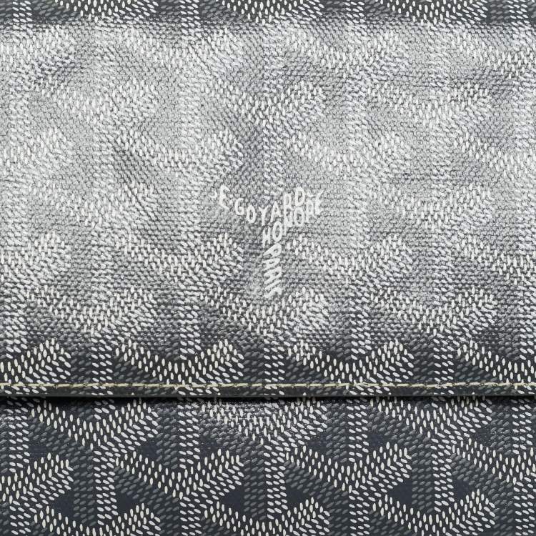 Pre Owned Goyard Varenne Grey Goyardine Coated Canvas and Leather Wallet On Strap