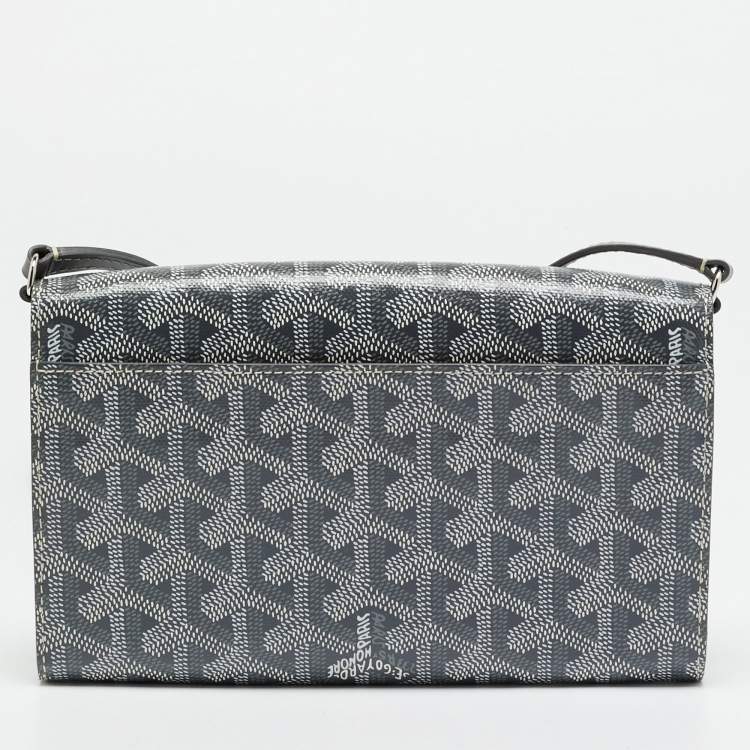 Pre Owned Goyard Varenne Grey Goyardine Coated Canvas and Leather Wallet On Strap