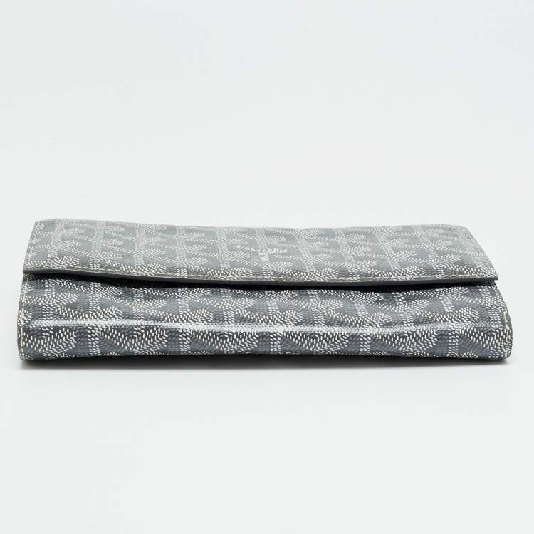 Pre Owned Goyard Varenne Grey Goyardine Coated Canvas and Leather Wallet On Strap