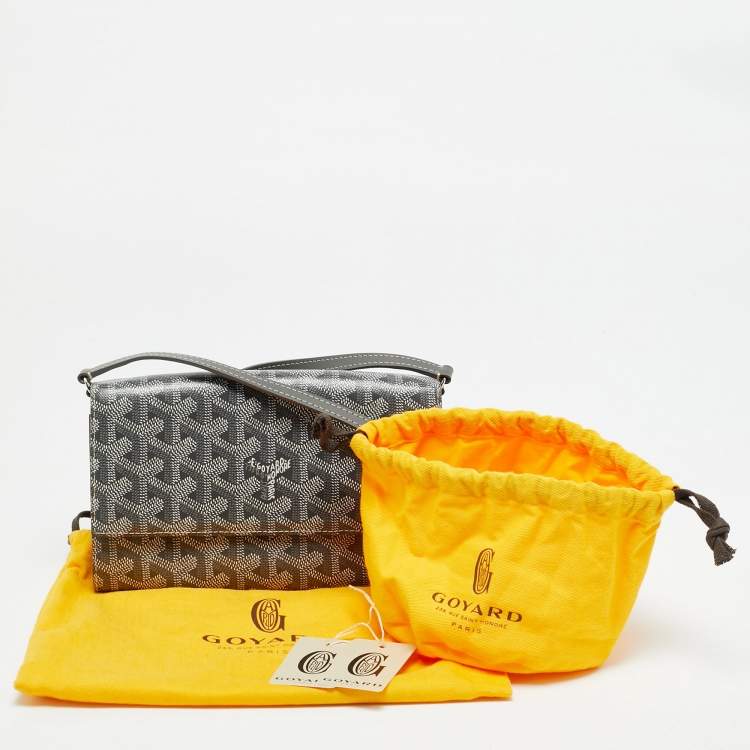 Pre Owned Goyard Varenne Grey Goyardine Coated Canvas and Leather Wallet On Strap