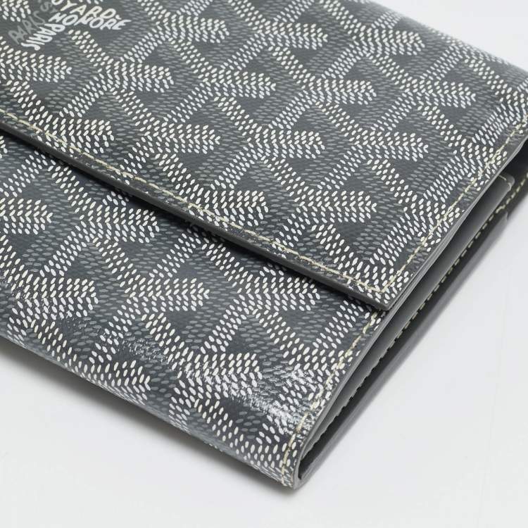 Pre Owned Goyard Varenne Grey Goyardine Coated Canvas and Leather Wallet On Strap