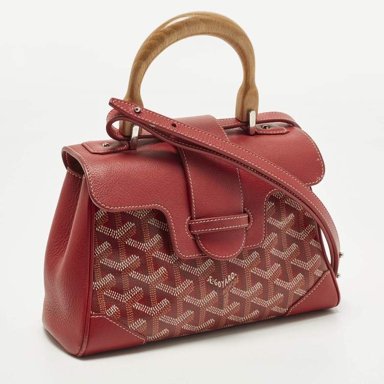 مملوكة مسبقًا حقيبة جويارد سايجون ميني أحمر جوياردين كانفاس مغلف وجلد مقبض علوي