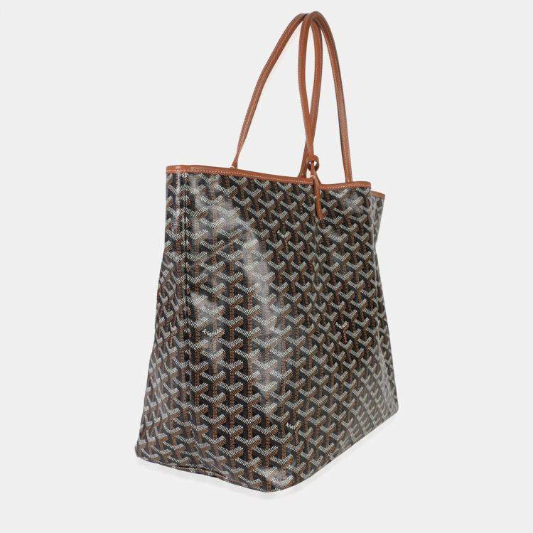 Pre Owned Goyard Gold Black Goyardine Canvas Saint Louis GM