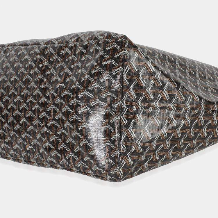 Pre Owned Goyard Gold Black Goyardine Canvas Saint Louis GM