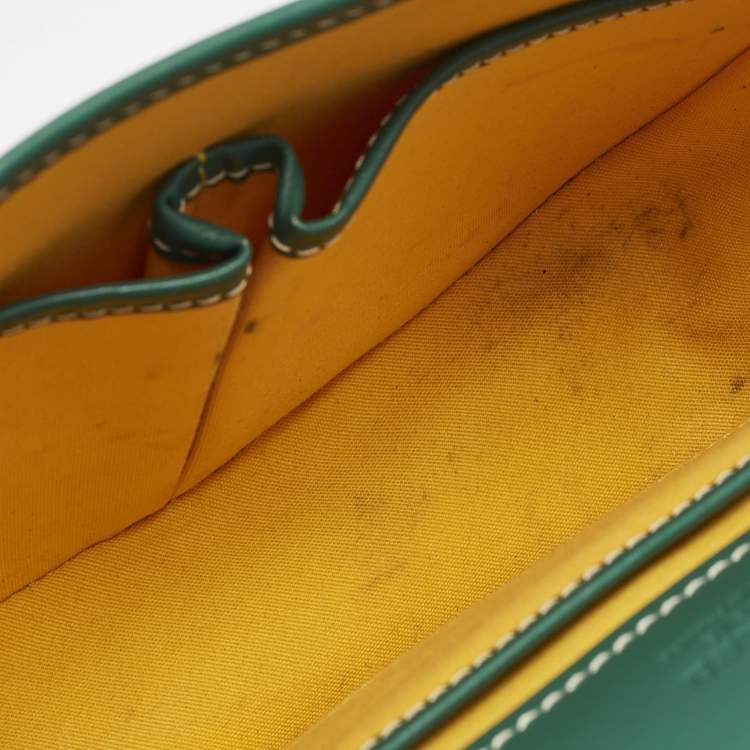 Pre Owned Goyard Belvedere II PM Green Goyardine Coated Canvas and Leather Saddle Bag
