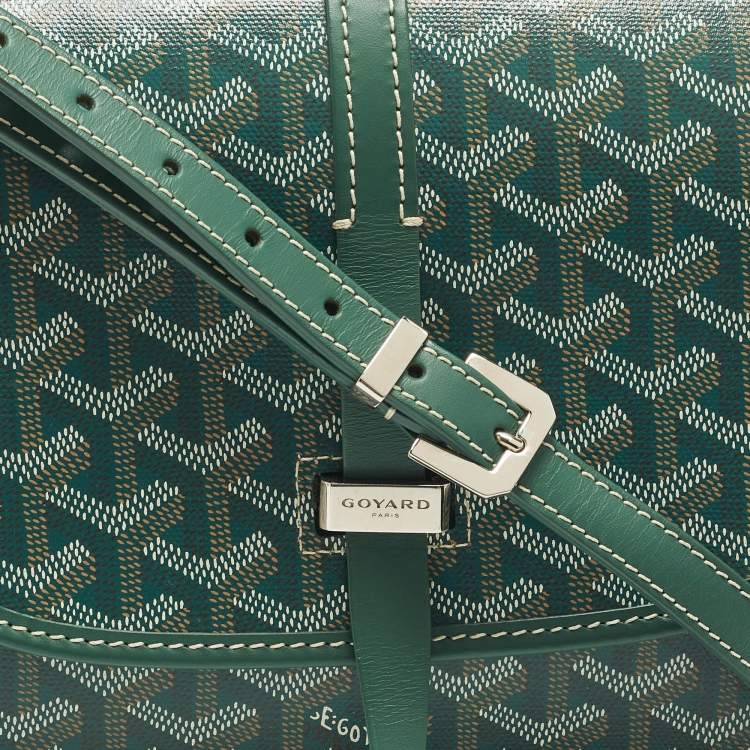 Pre Owned Goyard Belvedere II PM Green Goyardine Coated Canvas and Leather Saddle Bag