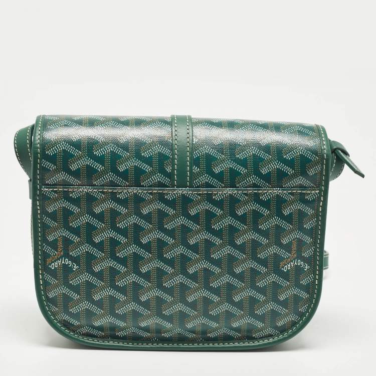 Pre Owned Goyard Belvedere II PM Green Goyardine Coated Canvas and Leather Saddle Bag
