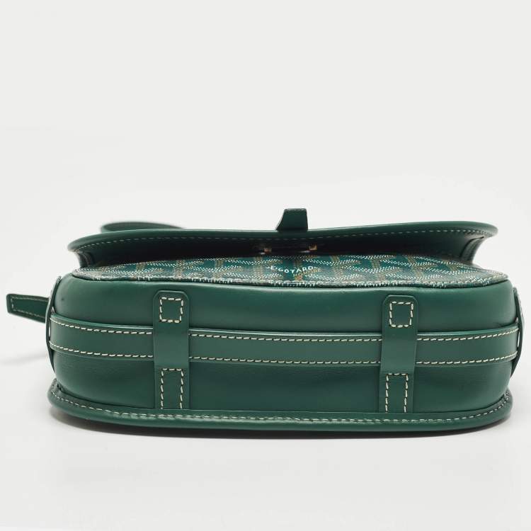 Pre Owned Goyard Belvedere II PM Green Goyardine Coated Canvas and Leather Saddle Bag