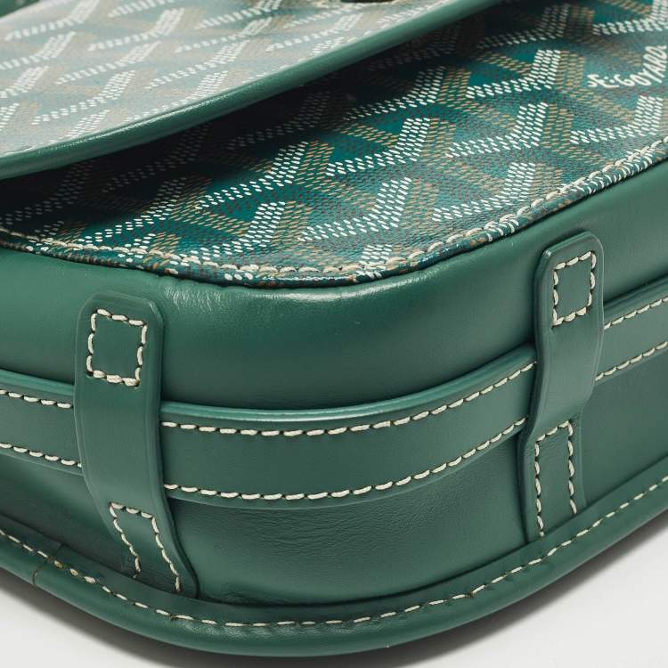 Pre Owned Goyard Belvedere II PM Green Goyardine Coated Canvas and Leather Saddle Bag