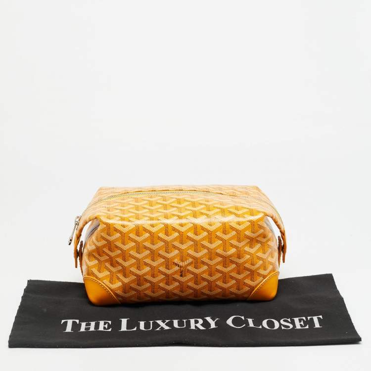 مملوكة مسبقًا Goyard Boeing 25 Yellow Goyardine Coated Canvas and Leather Make-Up Bag