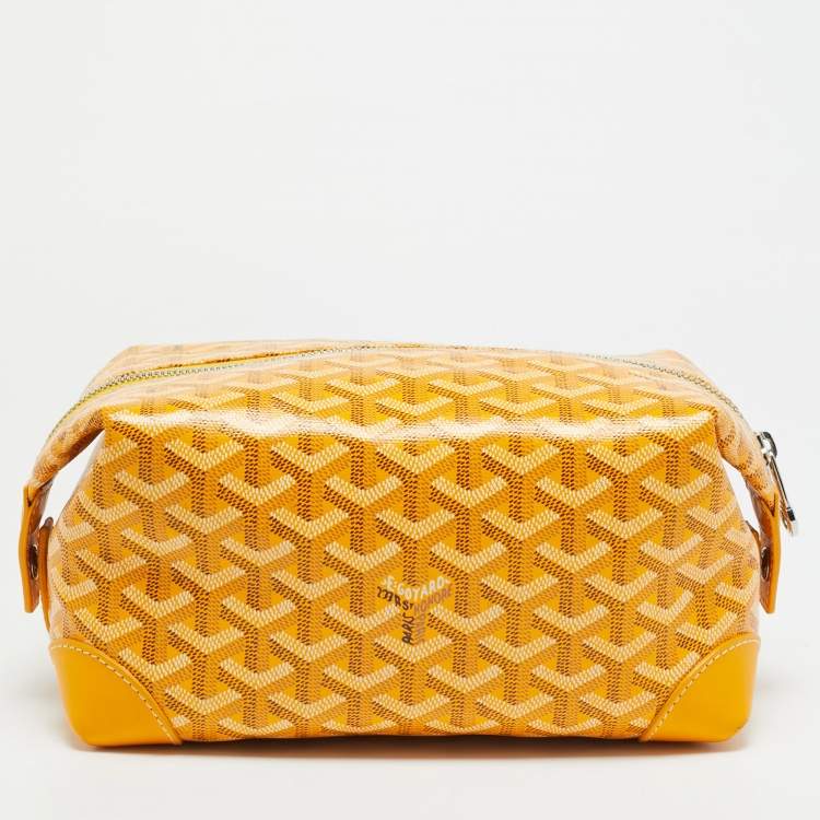 مملوكة مسبقًا Goyard Boeing 25 Yellow Goyardine Coated Canvas and Leather Make-Up Bag