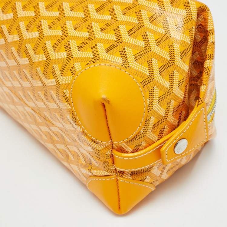 مملوكة مسبقًا Goyard Boeing 25 Yellow Goyardine Coated Canvas and Leather Make-Up Bag