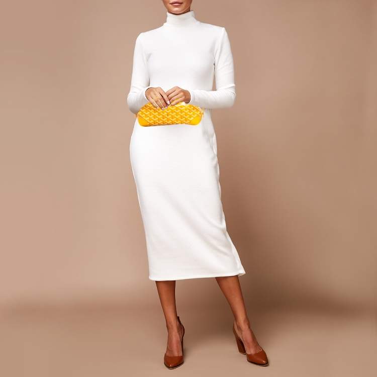 مملوكة مسبقًا Goyard Boeing 25 Yellow Goyardine Coated Canvas and Leather Make-Up Bag