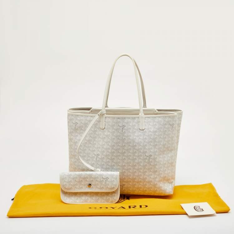 مملوكة مسبقًا Goyard Saint Louis PM White Goyardine Coated Canvas and Leather Tote