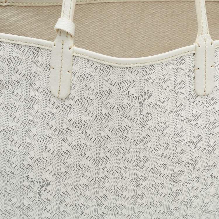 مملوكة مسبقًا Goyard Saint Louis PM White Goyardine Coated Canvas and Leather Tote