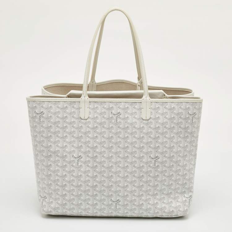 مملوكة مسبقًا Goyard Saint Louis PM White Goyardine Coated Canvas and Leather Tote