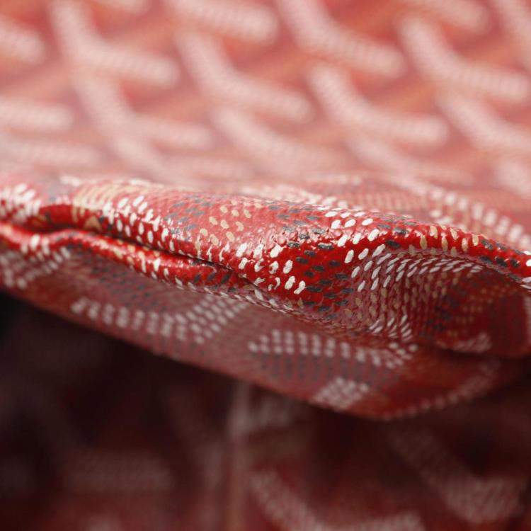 Pre Owned Goyard Saint Louis Pm Tote Bag Coated Canvas And Leather Red Multicolor