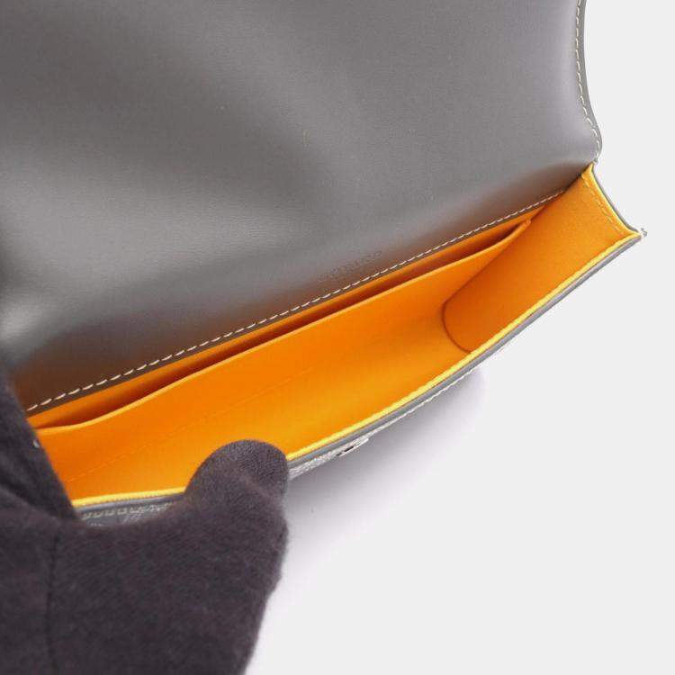 Pre Owned Goyard Monte Carlo Mini Case Pouch Bag In Coated Canvas And Wood Gray