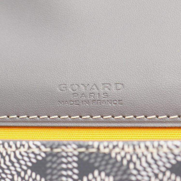 Pre Owned Goyard Monte Carlo Mini Case Pouch Bag In Coated Canvas And Wood Gray
